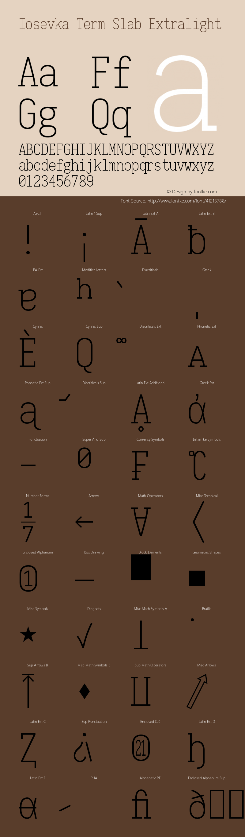 Iosevka Term Slab Extralight 2.3.1 Font Sample