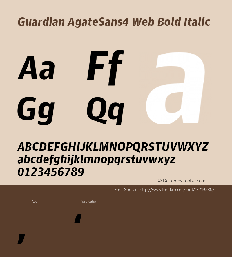 Guardian AgateSans4 Web Bold Italic Version 001.002 2011 Font Sample