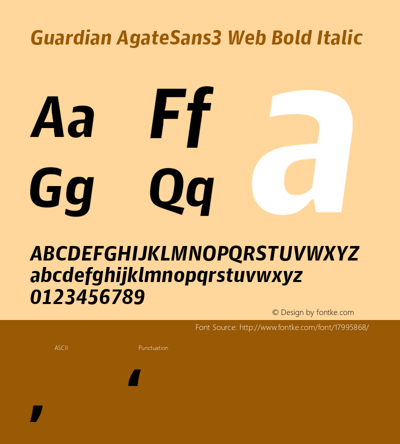 Guardian AgateSans3 Web Bold Italic Version 001.002 2011 Font Sample