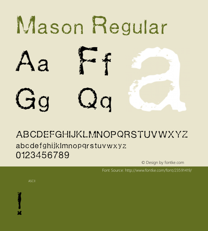 Mason Regular Version 001.000 Font Sample