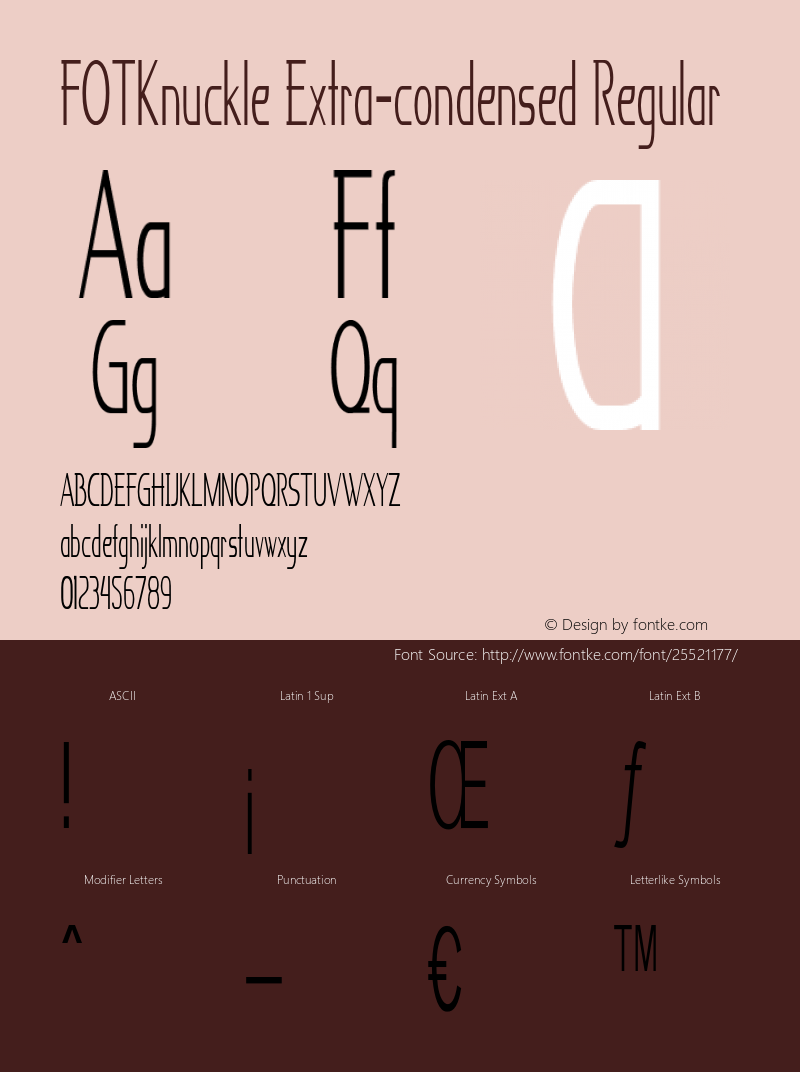 FOTKnuckle-ExtracondensedRegular Version 1.000 Font Sample