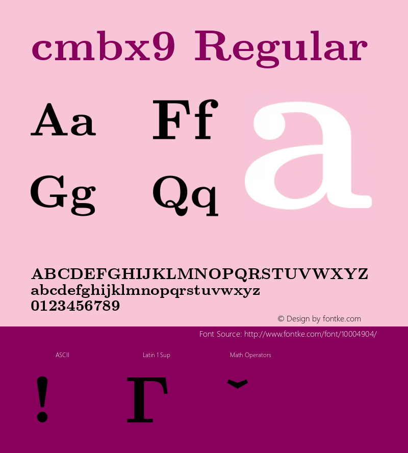 cmbx9 Regular 1.1/12-Nov-94 Font Sample