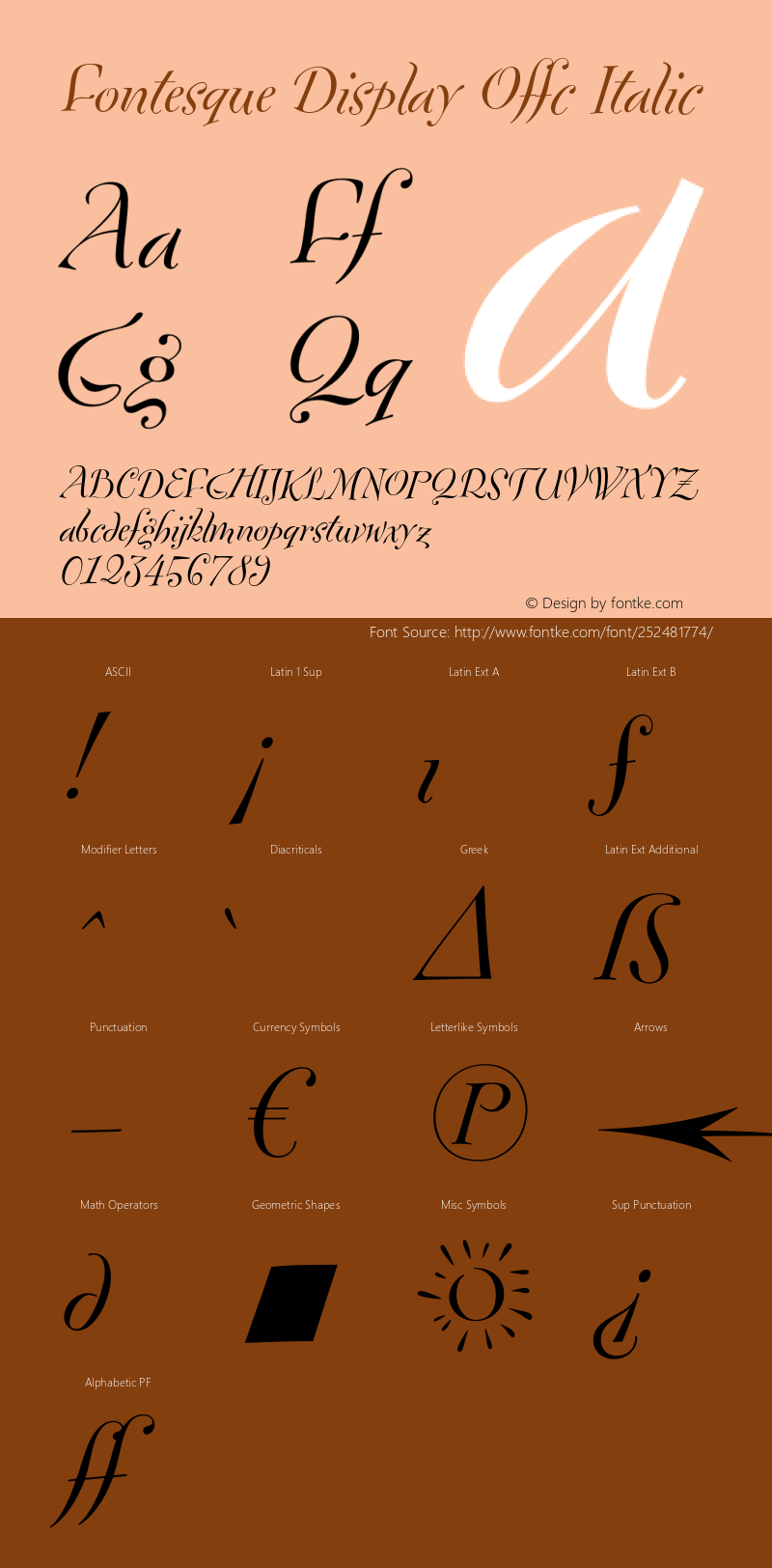 Fontesque Display Offc Italic Version 7.504; 2010; Build 1001图片样张