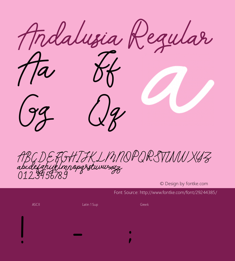 Andalusia Version 1.00;April 24, 2019;FontCreator 11.5.0.2430 64-bit Font Sample