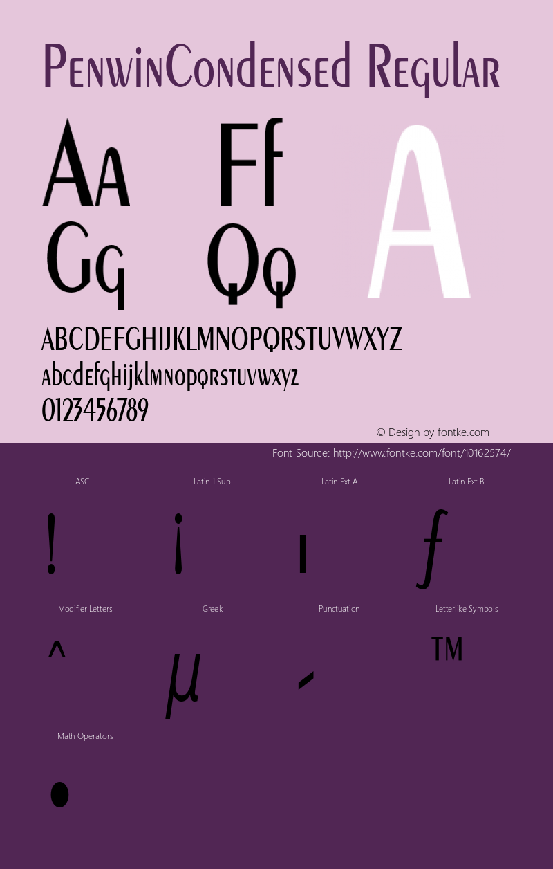 PenwinCondensed Regular Rev. 003.000 Font Sample