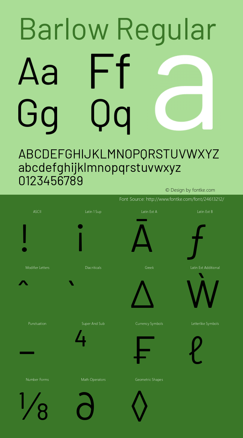 Barlow Regular Version 1.107 Font Sample