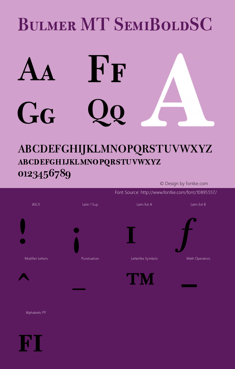 Bulmer MT SemiBoldSC Version 001.005 Font Sample