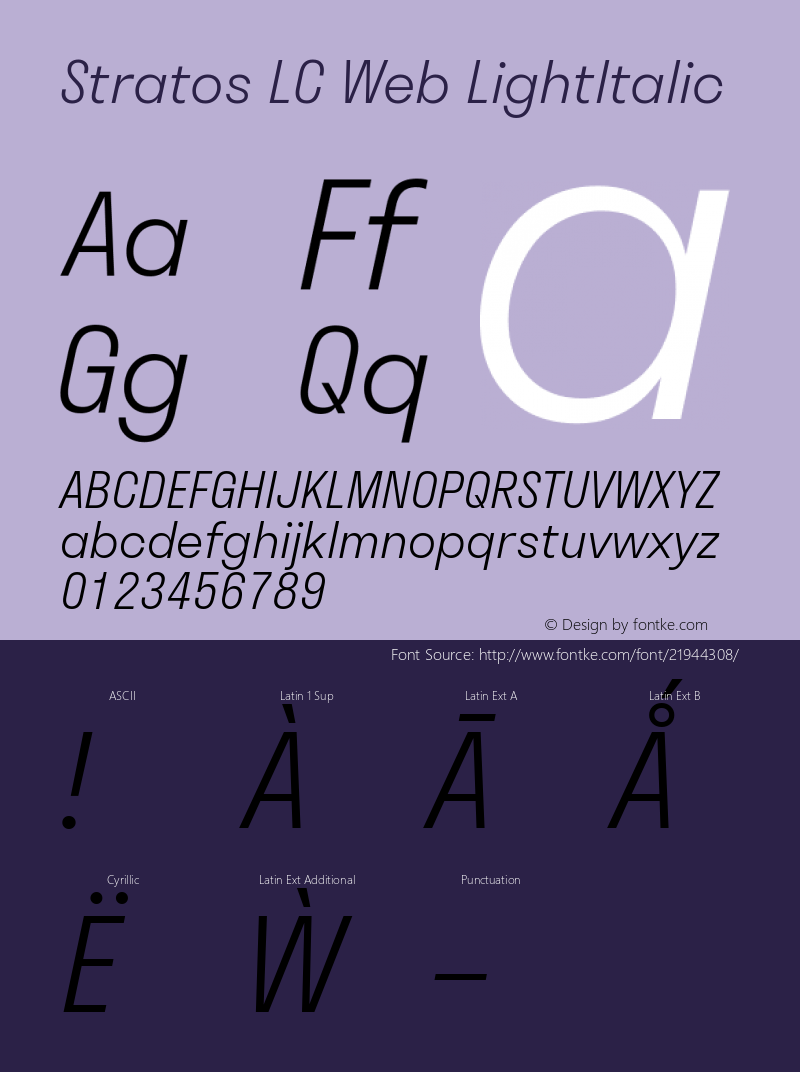 StratosLCWebLightItalic Version 1.0 Font Sample