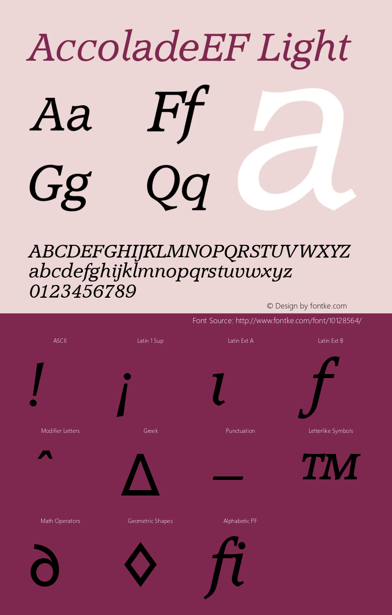 AccoladeEF Light 001.000 Font Sample