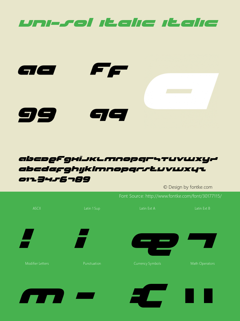 uni-sol italic Version 4.1; 2019 Font Sample