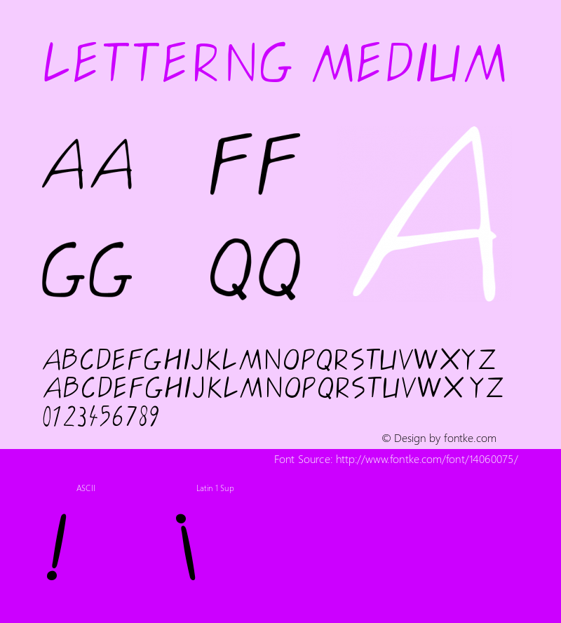 letterng medium Version 001.000  Font Sample