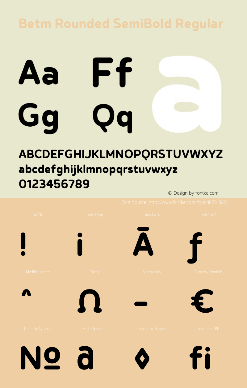 Betm Rounded SemiBold Regular Version 1.000 Font Sample