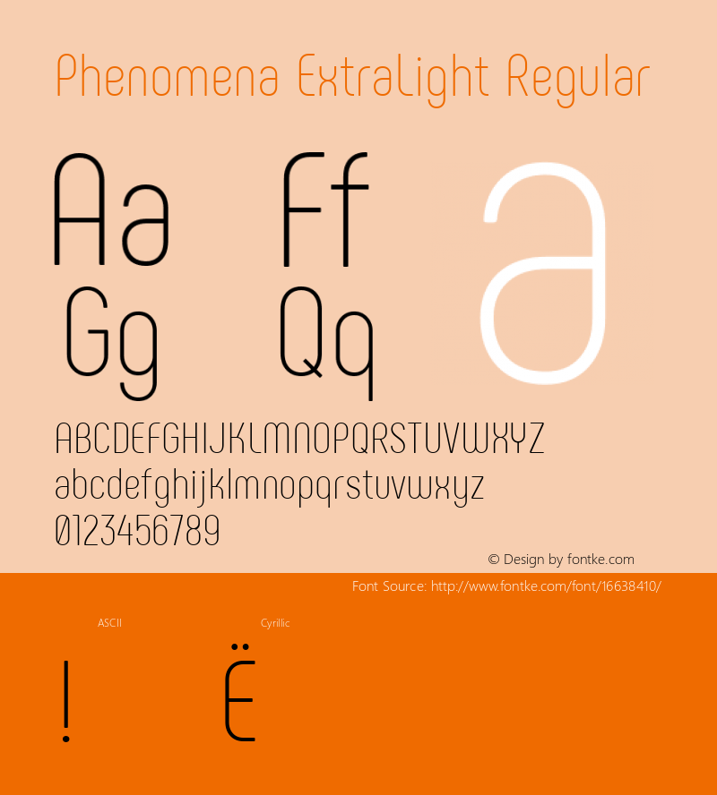 Phenomena ExtraLight Regular Version 1.000;PS 001.000;hotconv 1.0.88;makeotf.lib2.5.64775; ttfautohint (v1.4.1) Font Sample