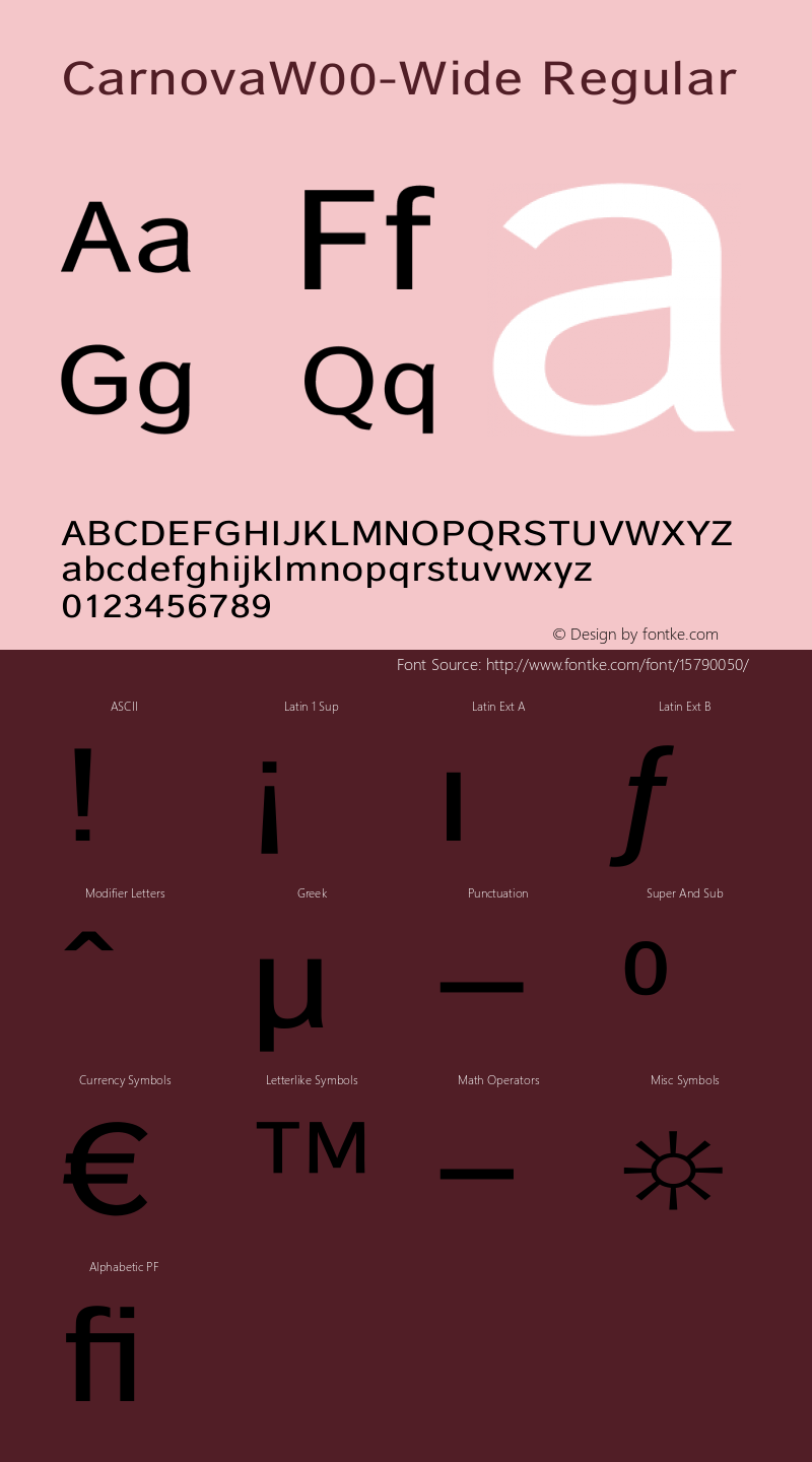 CarnovaW00-Wide Regular Version 1.1 Font Sample