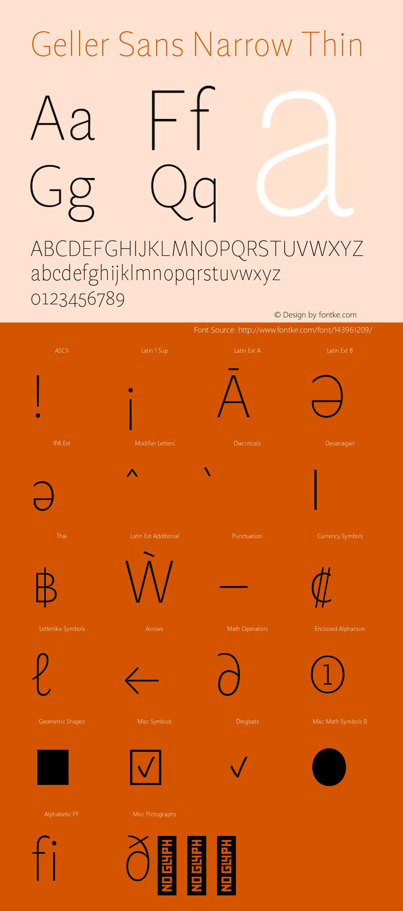 Geller Sans Narrow Thin Version 1.000;hotconv 1.0.109;makeotfexe 2.5.65596 Font Sample