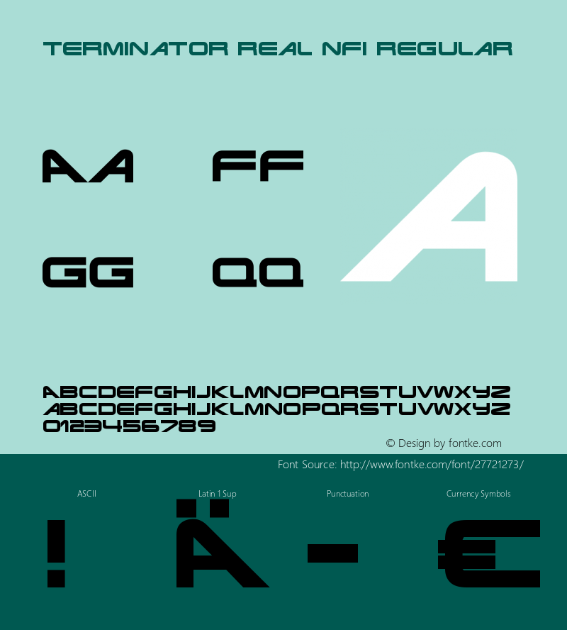 TerminatorRealNFI OTF 1.000;PS 001.000;Core 1.0.29 Font Sample