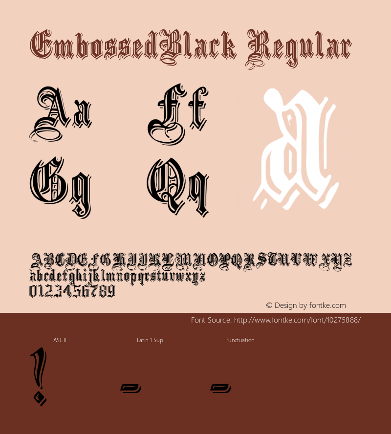 EmbossedBlack Regular 1.000 Font Sample