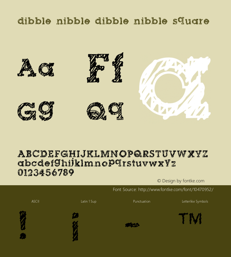 dibble nibble dibble nibble square Unknown Font Sample