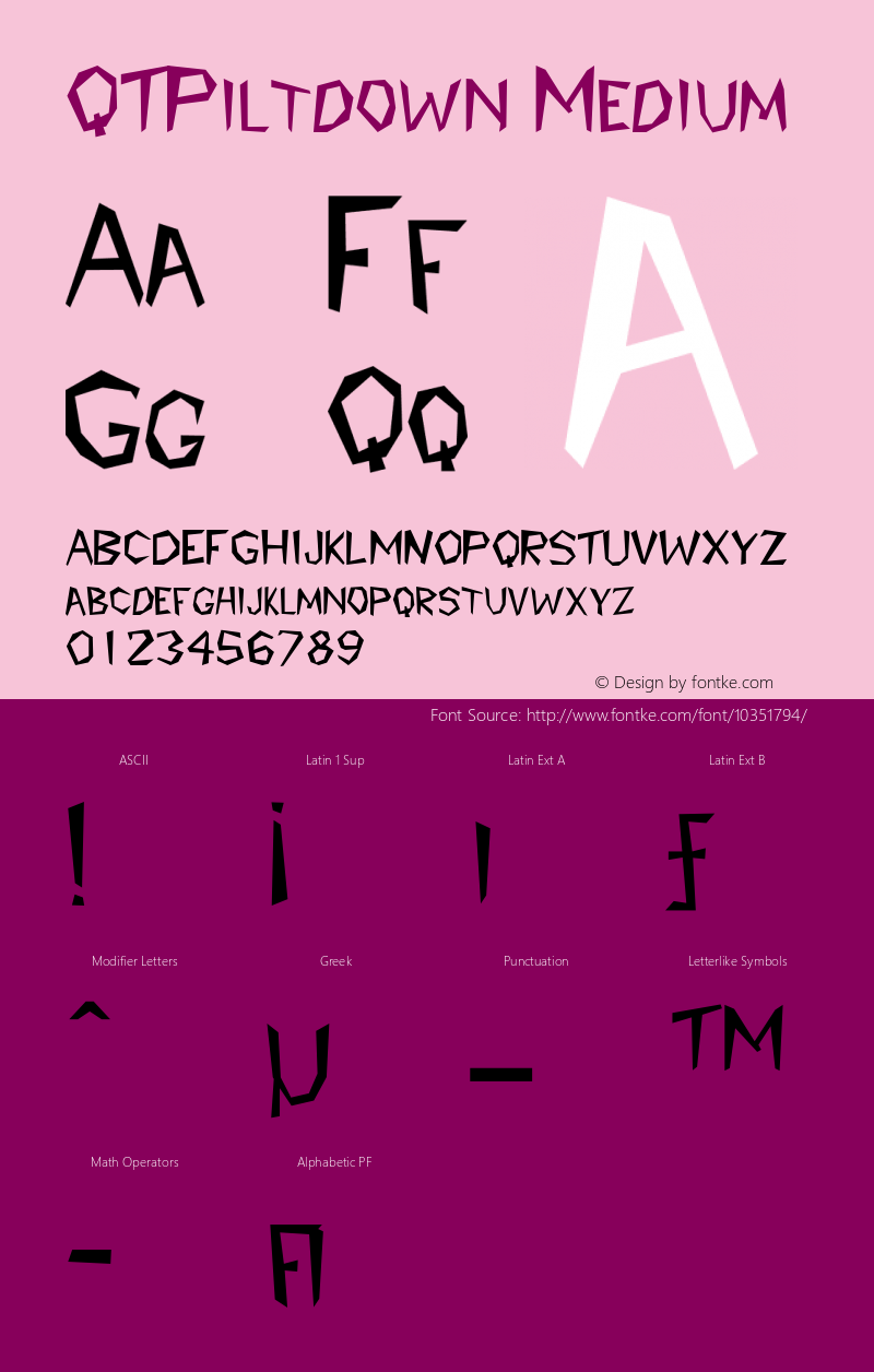 QTPiltdown Medium Version 001.000 Font Sample