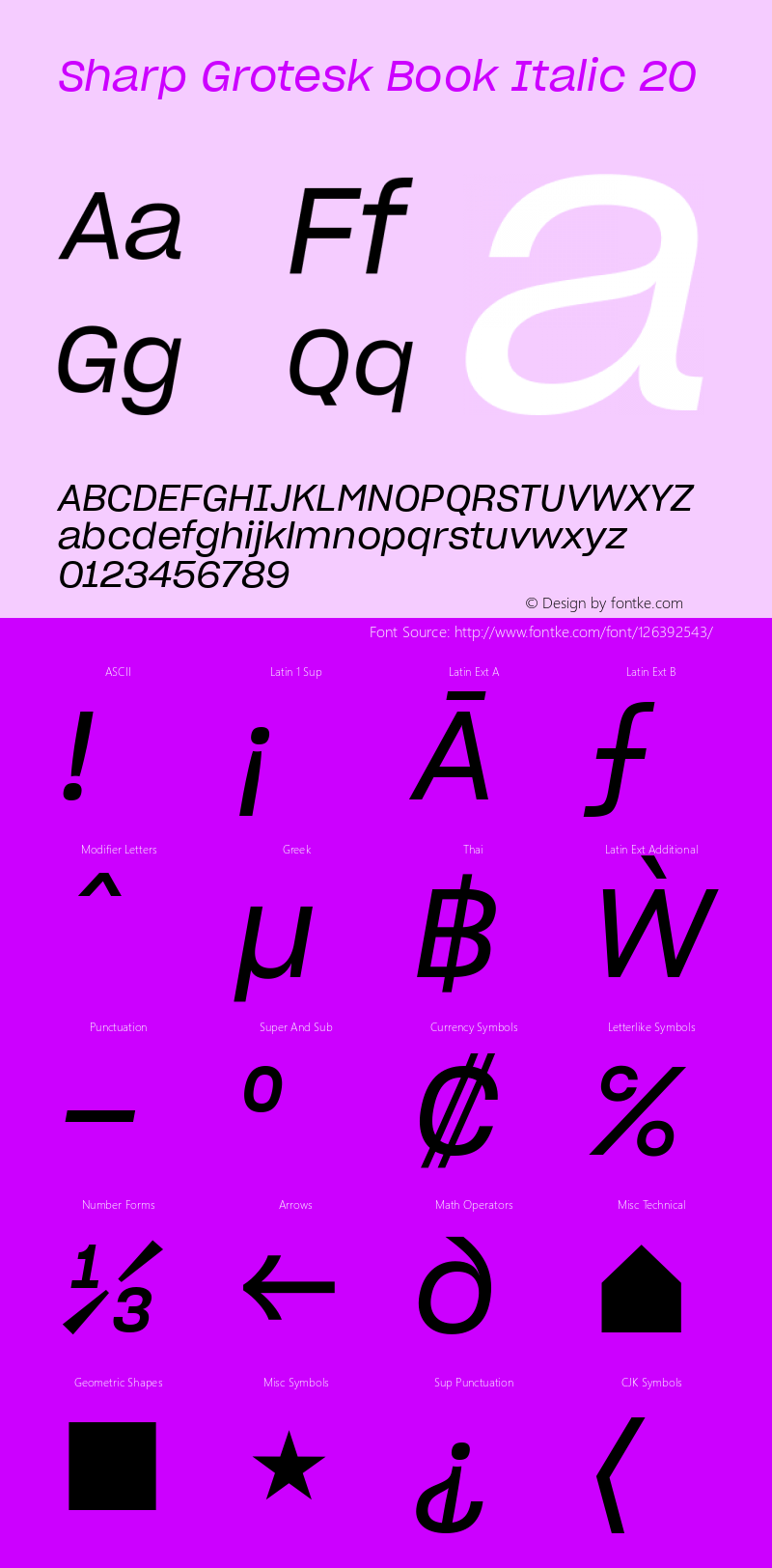 Sharp Grotesk Book Italic 20 Version 1.003 Font Sample