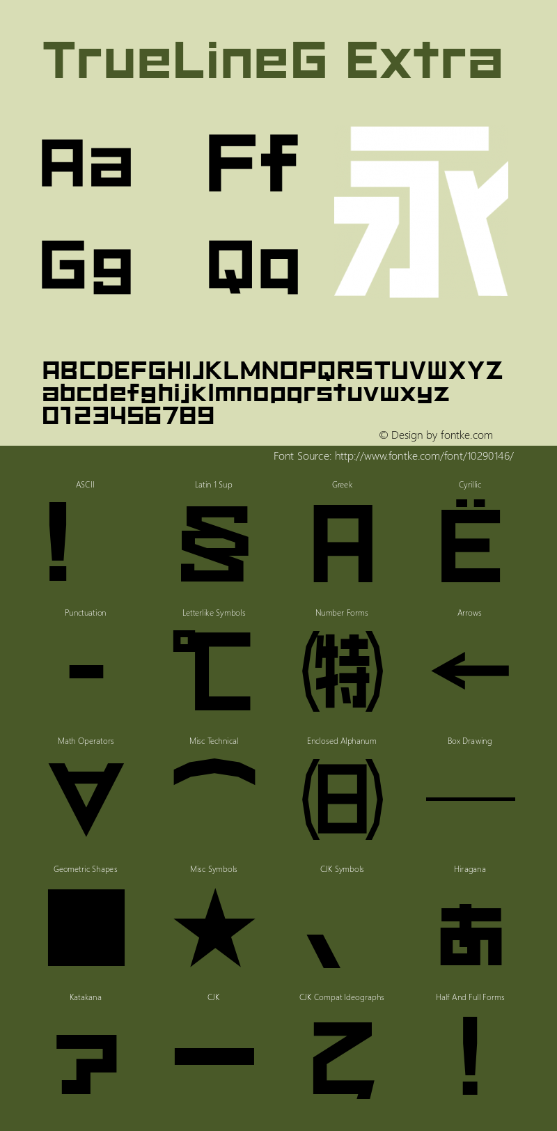 TrueLineG Extra 97.08.19 Visual Design Laboratory, Inc. Version 1.00TT Font Sample