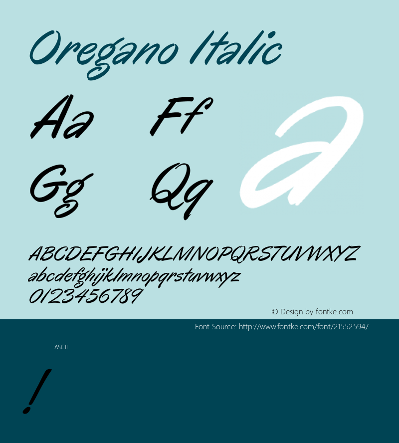 Oregano Italic  Font Sample