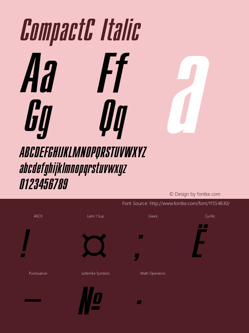 CompactC Italic Version 001.000 Font Sample