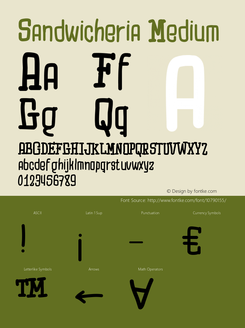 Sandwicheria Medium Version 001.000 Font Sample