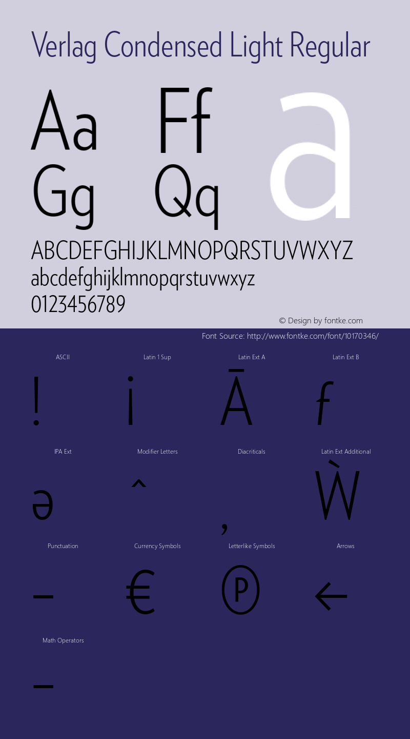 Verlag Condensed Light Regular Unknown Font Sample