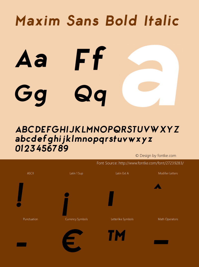 Maxim Sans Bold Italic Version 1.003;Fontself Maker 3.0.1 Font Sample
