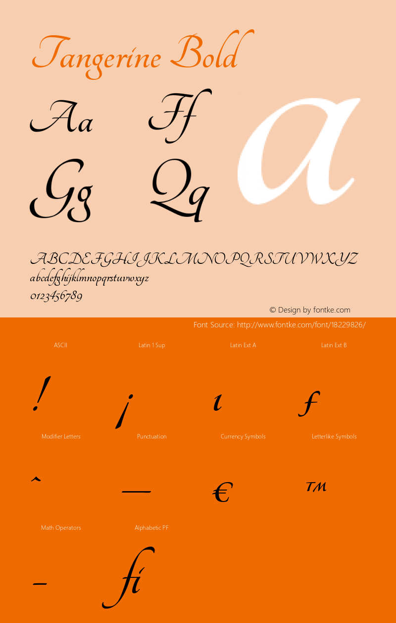 Tangerine Bold Version 1.3 Font Sample