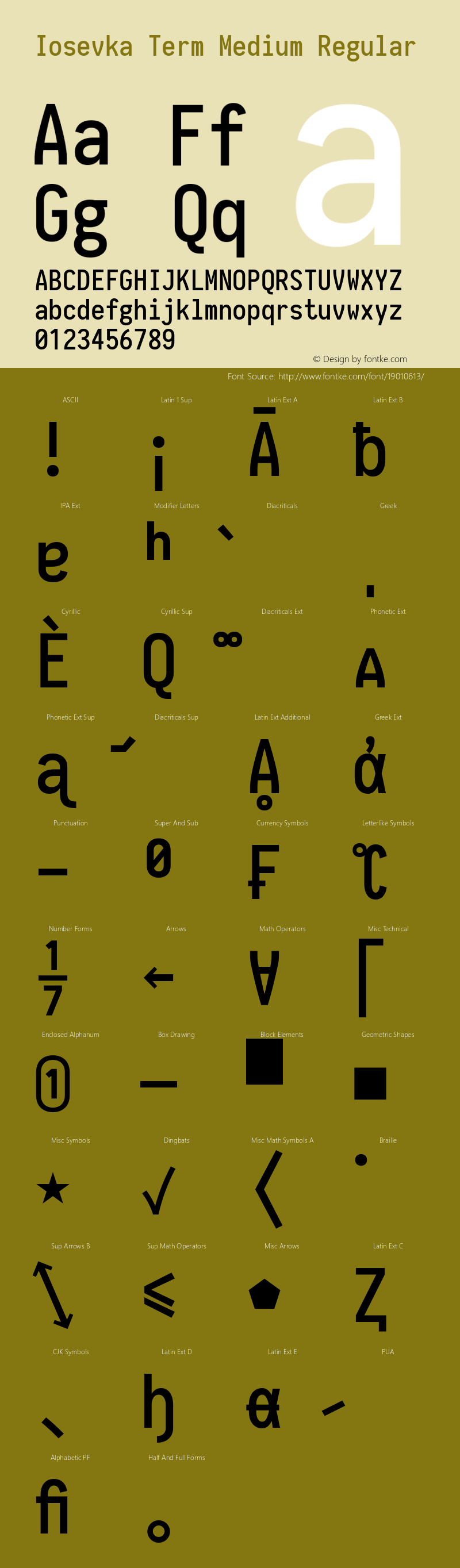 Iosevka Term Medium Regular 1.12.0; ttfautohint (v1.6) Font Sample