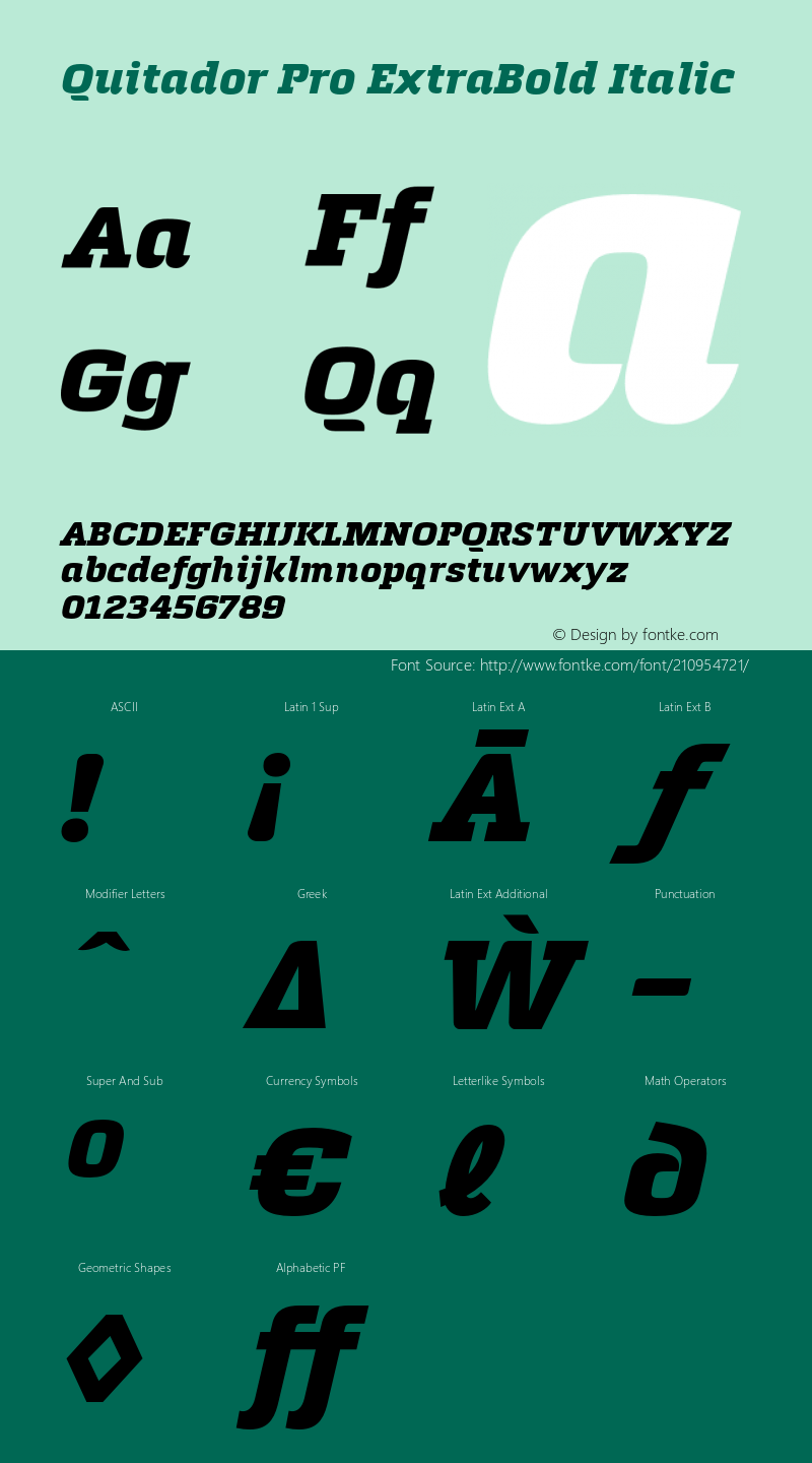 Quitador Pro ExtraBold Italic Version 1.00图片样张