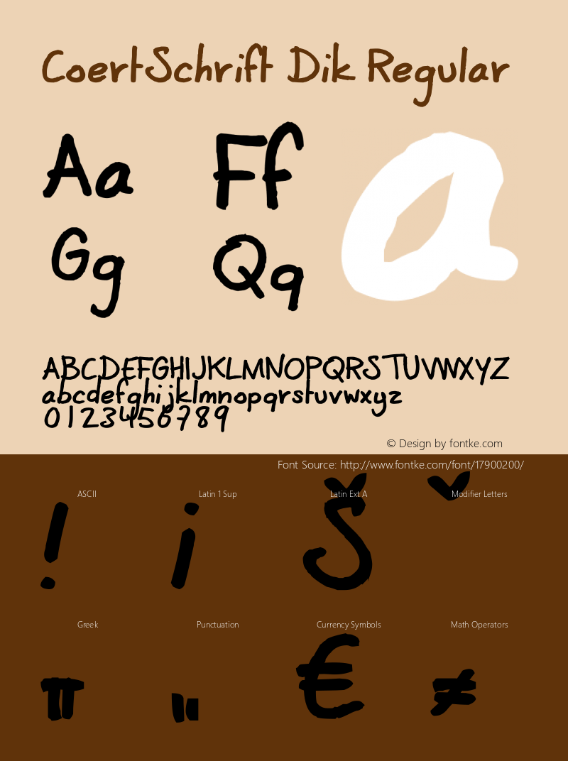 CoertSchrift Dik Regular 001.000 Font Sample