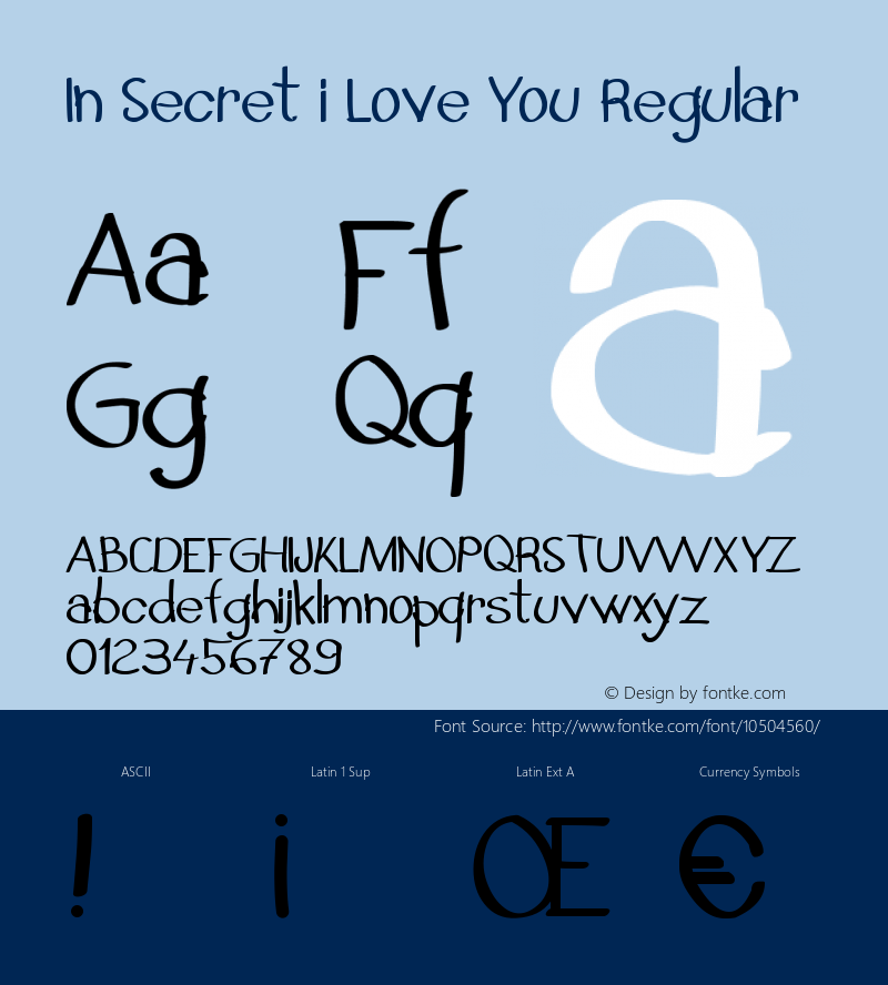 In Secret i Love You Regular Version 001.000 Font Sample