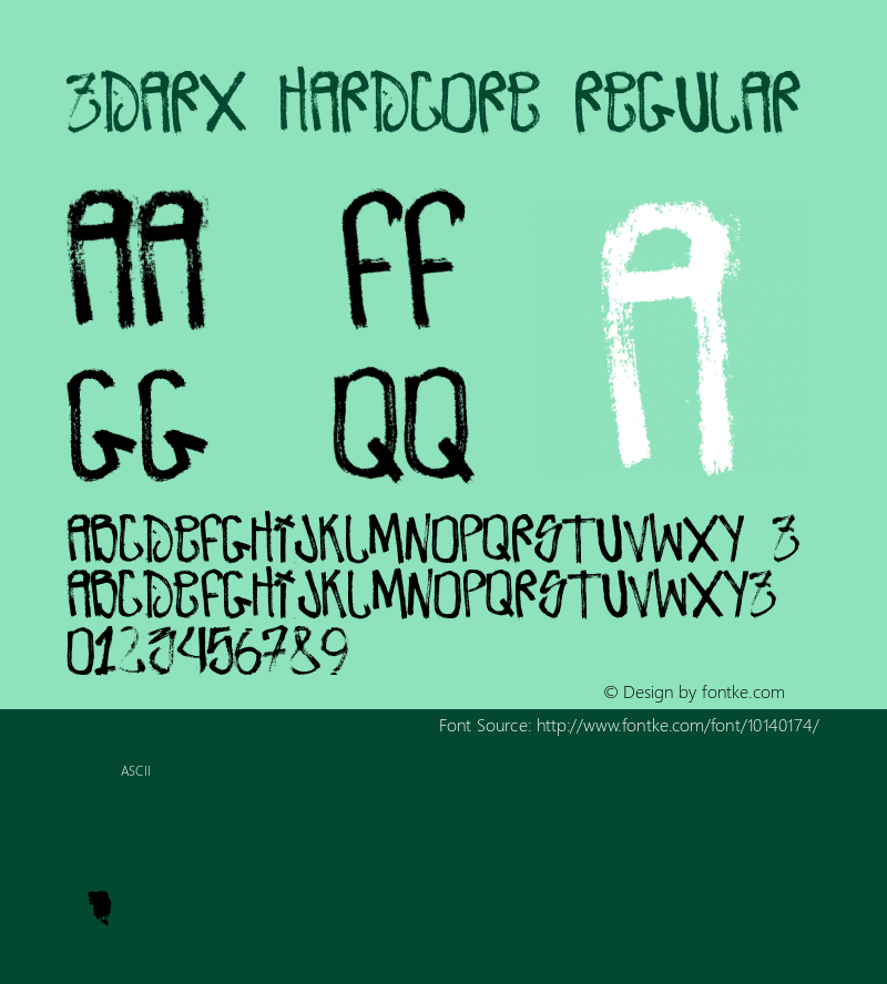 Zdarx Hardcore Regular Version 1.03; Mai 20, 2003 Font Sample
