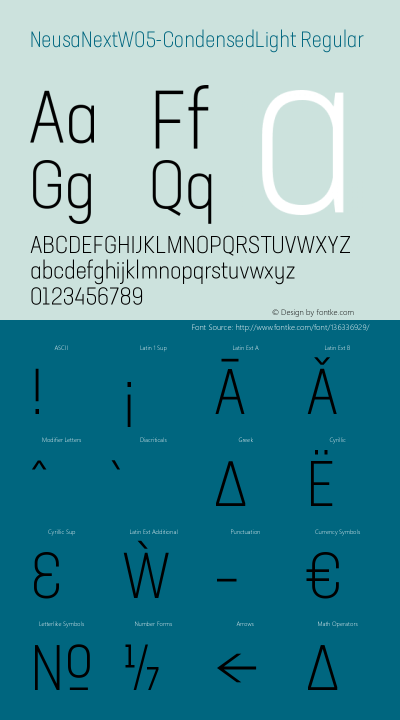 Neusa Next W05 Condensed Light Version 1.20 Font Sample