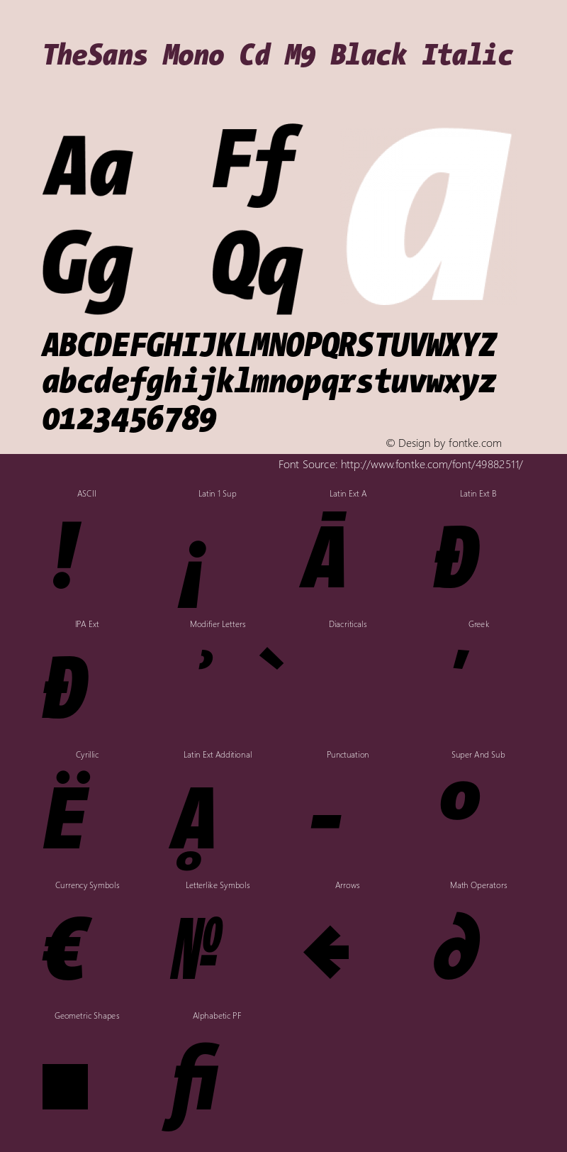 TheSansMono-CdM9BlackItalic 3.006 Font Sample