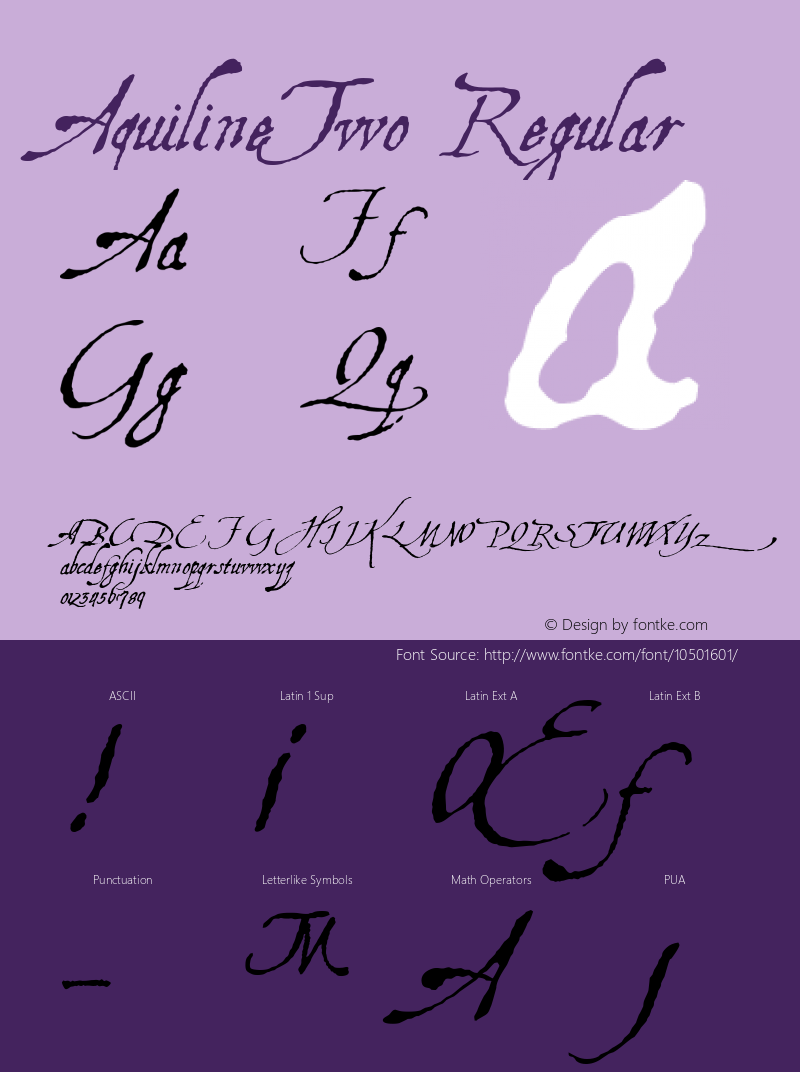 AquilineTwo Regular 1.0 2004-11-06 Font Sample