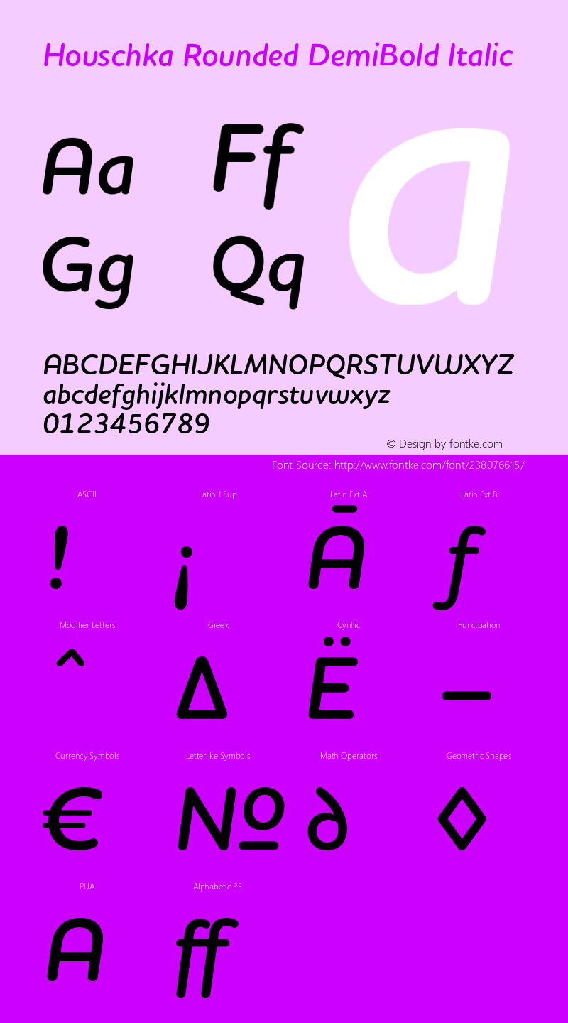 Houschka Rounded DemiBold Italic Version 1.001图片样张