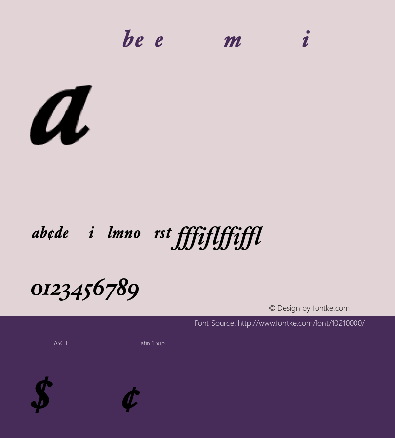 Garamond BE Expert Medium Italic 001.000 Font Sample