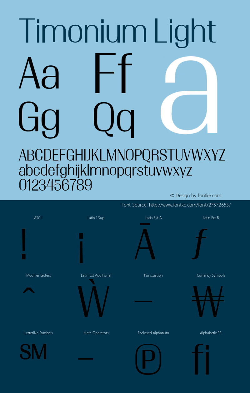 TimoniumLight Version 001.003 2013 Font Sample