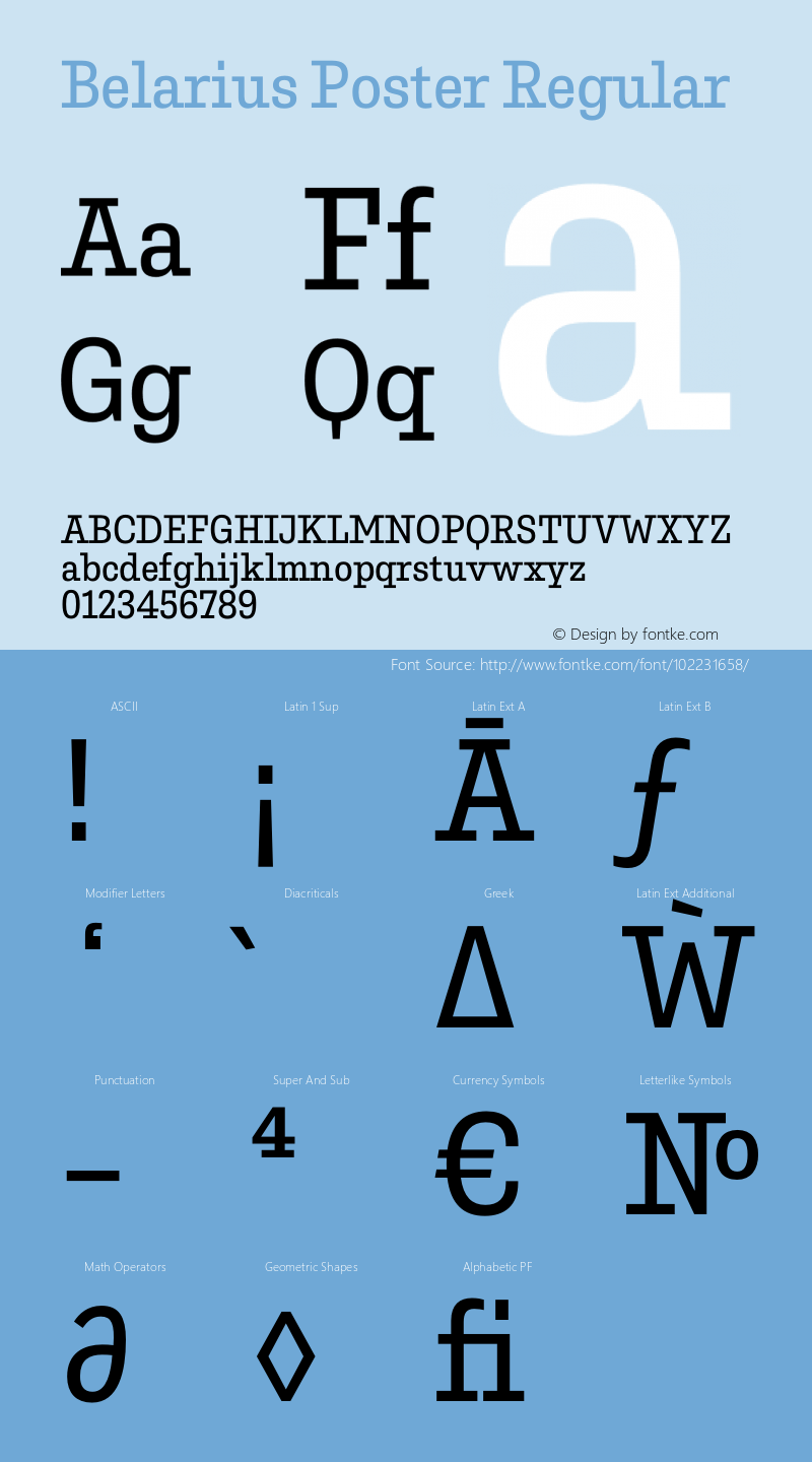 Belarius Poster Regular Version 1.001 Font Sample