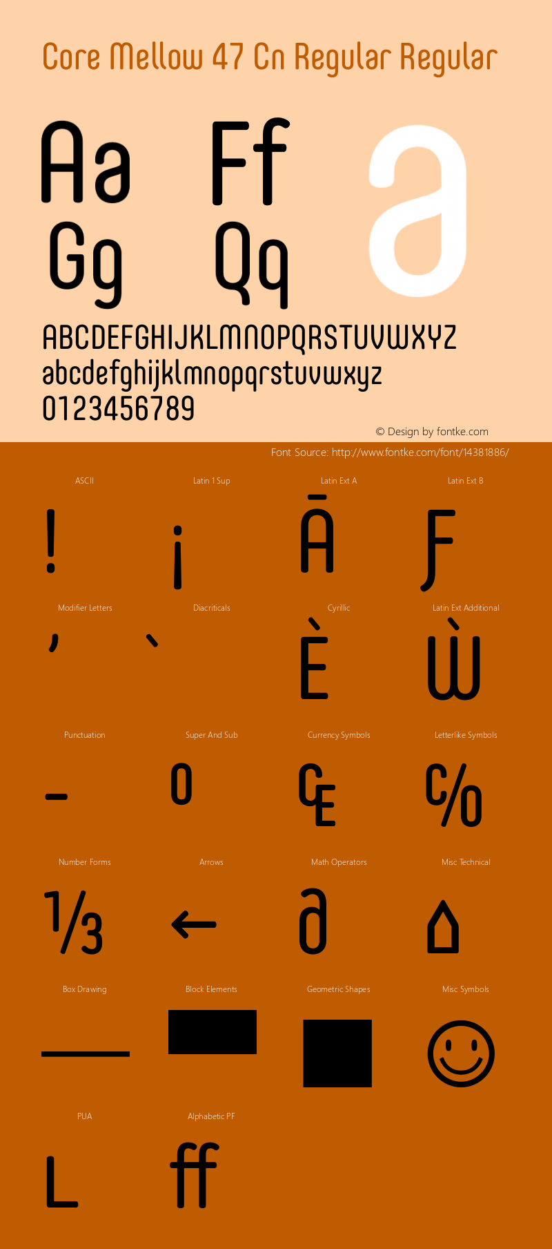 Core Mellow 47 Cn Regular Regular Version 1.000 Font Sample