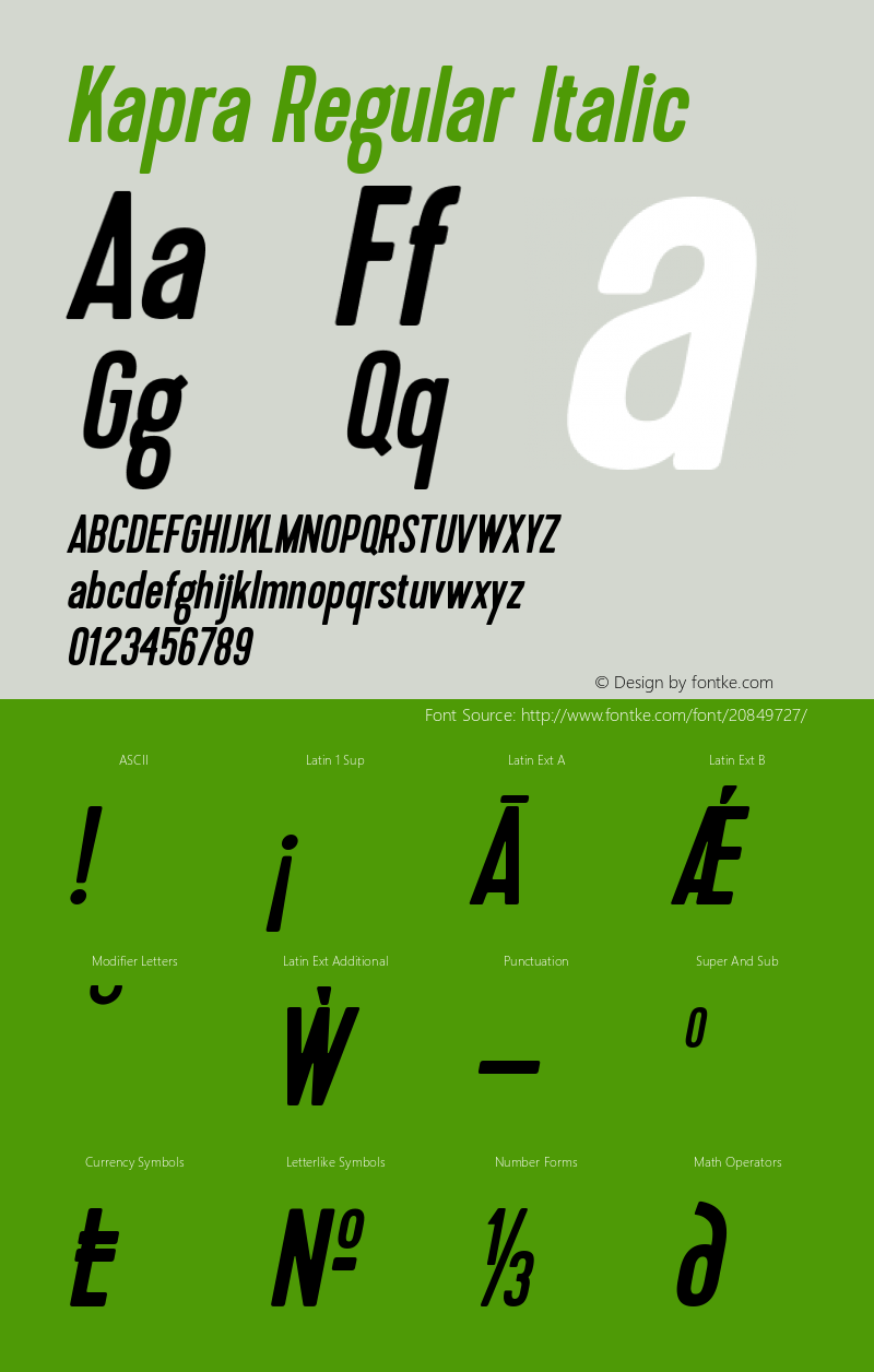 Kapra-RegularItalic 1.000 Font Sample