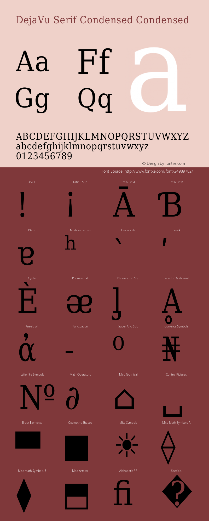 DejaVu Serif Condensed Version 2.4 Font Sample