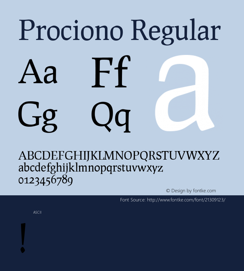 Prociono Regular  Font Sample