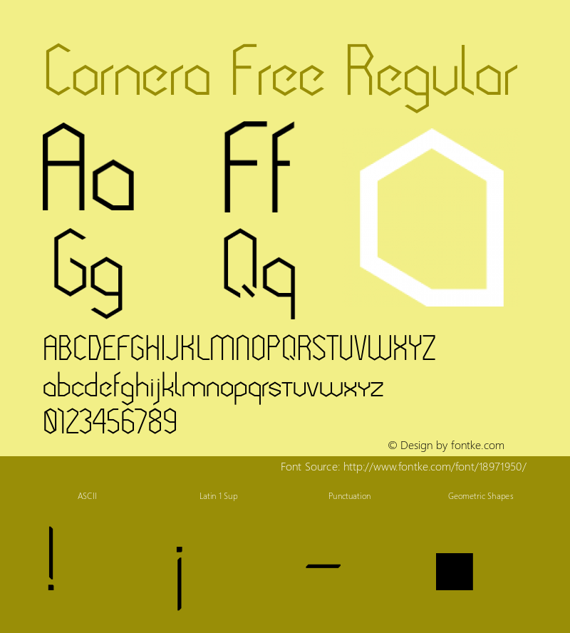 Cornera Free Regular Version 1.00 March 14, 2017, initial release Font Sample