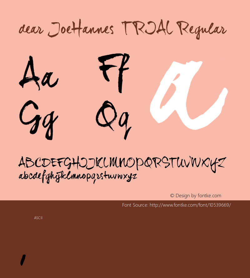 dear_JoeHannes_TRIAL Regular Version 1.009 Font Sample