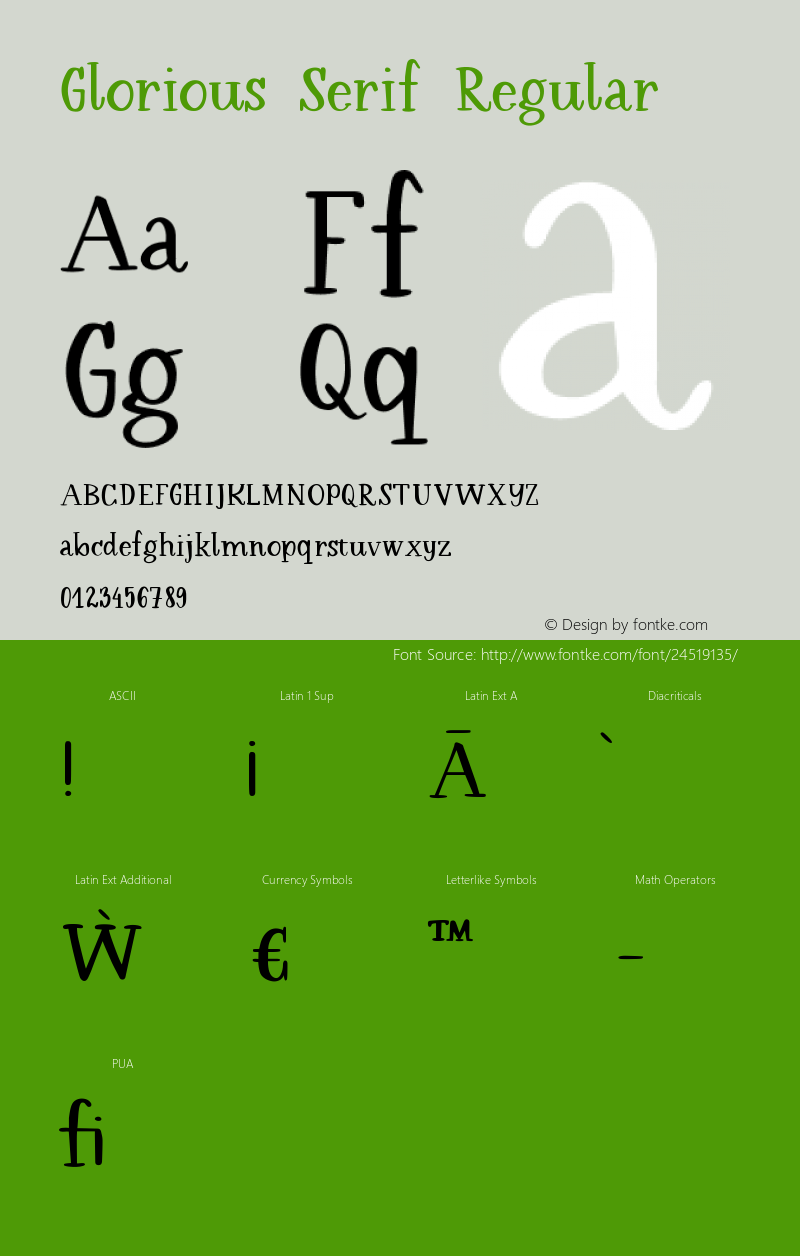 Glorious Serif Regular Version 1.000;PS 001.000;hotconv 1.0.88;makeotf.lib2.5.64775 Font Sample